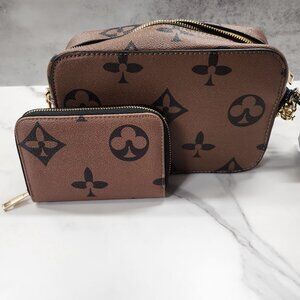New!! Crossbody Bag and Wallet Set Brown